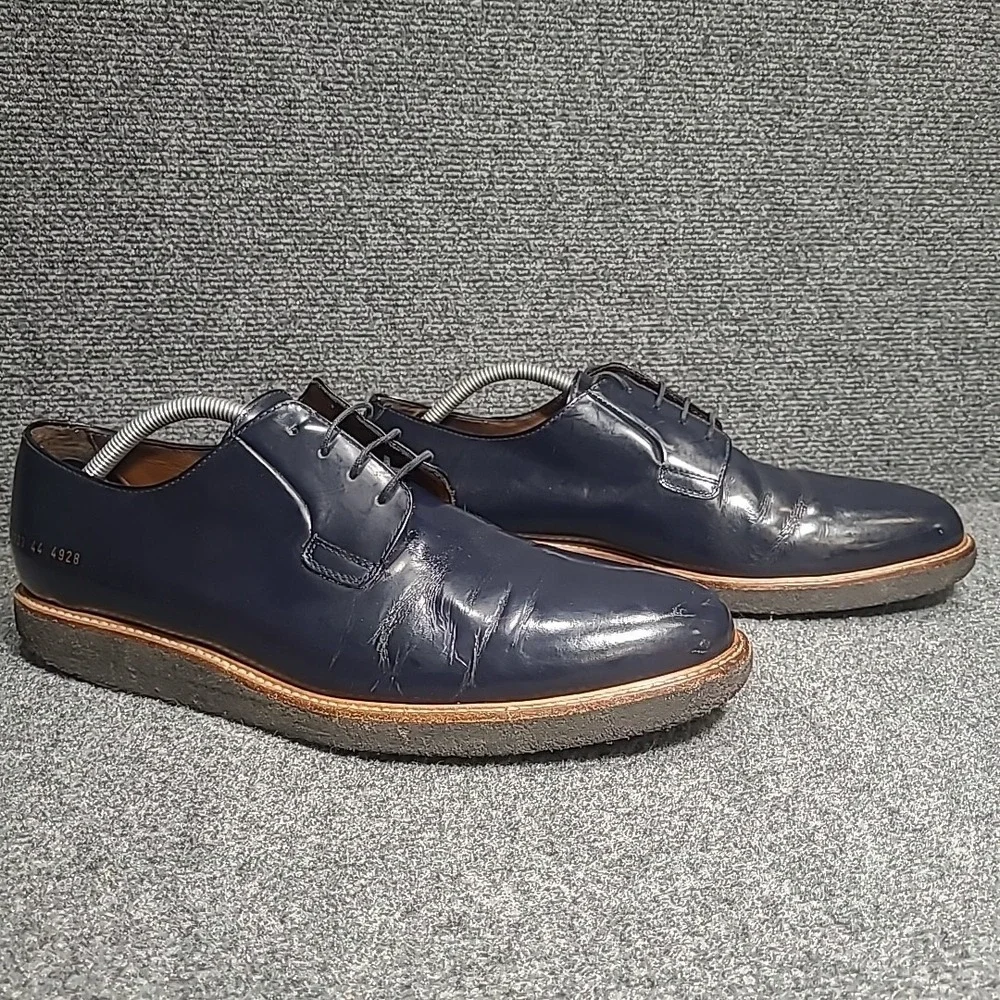 Common Projects Derby Shine Navy Blue Patent Leather EU44 US11